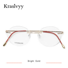 Load image into Gallery viewer, Krasivyy Vintage Round Rimless Glasses Frames Men Ultralight Folding Prescription Eyeglasses Classic Pure Titanium Eyewear Women