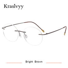 Load image into Gallery viewer, Krasivyy Vintage Round Rimless Glasses Frames Men Ultralight Folding Prescription Eyeglasses Classic Pure Titanium Eyewear Women