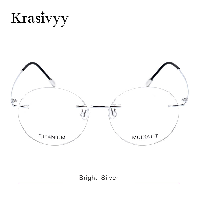 Krasivyy Vintage Round Rimless Glasses Frames Men Ultralight Folding Prescription Eyeglasses Classic Pure Titanium Eyewear Women