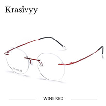 Load image into Gallery viewer, Krasivyy Vintage Round Rimless Glasses Frames Men Ultralight Folding Prescription Eyeglasses Classic Pure Titanium Eyewear Women