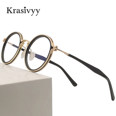 Krasivyy Vintage Titanium Eyeglasses Frame Men Round Myopia Prescription Glasses Women Retro Italy  Brand Optical Eyewear