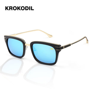 Krokodil Brand Designer Ladies Square Occhiali da sole Donna Uomo Metal Temple Mirror Occhiali da sole per donna 6657