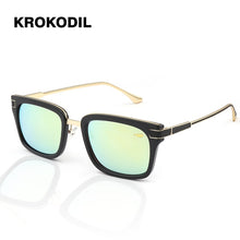 Carica l&#39;immagine nel visualizzatore di Gallery, Krokodil Brand Designer Ladies Square Occhiali da sole Donna Uomo Metal Temple Mirror Occhiali da sole per donna 6657
