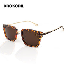 Carica l&#39;immagine nel visualizzatore di Gallery, Krokodil Brand Designer Ladies Square Occhiali da sole Donna Uomo Metal Temple Mirror Occhiali da sole per donna 6657