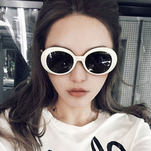 Load image into Gallery viewer, Kurt Cobai Style Oval UV400 Sunglasses Women Vintage Retro Round Frame White Mens Sun Glasses Red Hip Hop Clear Glasses