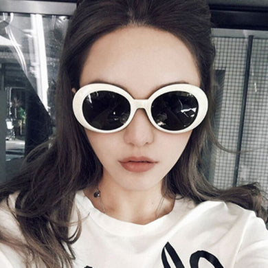 Kurt Cobai Style Oval UV400 Sunglasses Women Vintage Retro Round Frame White Mens Sun Glasses Red Hip Hop Clear Glasses