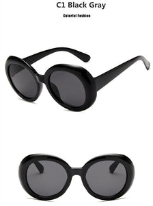 Kurt Cobai Style Oval UV400 Sunglasses Women Vintage Retro Round Frame White Mens Sun Glasses Red Hip Hop Clear Glasses