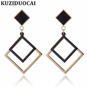 2018 New Hot Fashion Fine Jewelry Titanium Stainless Steel Geometry Square Box Elegant Stud Earrings For Women E-1228