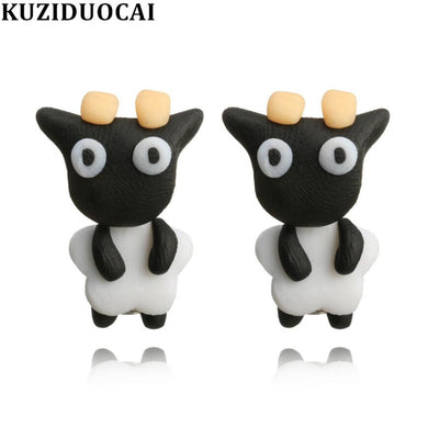Nuovi gioielli di moda carino e pittoresco ceramica morbida 3D cartone animato Shawn Sheep orecchini con perno per donne ragazze bambini 