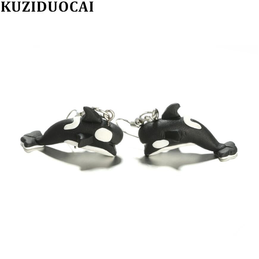 New Fashion Jewelry Cute Quaint Soft Pottery Pokemon 3D Dolphin Statement Drop Earrings For Women Girls Child E-1699