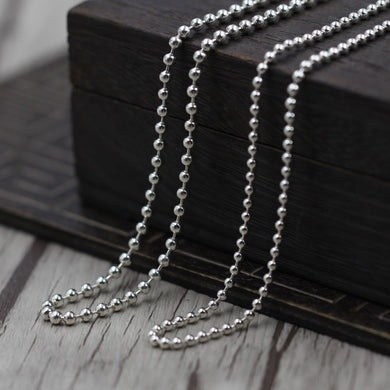 Collana con catena a sfere di perline da 3 mm Collana in argento sterling 100% 925 per donna Uomo Raccordi fai da te Catena di perline di alta qualità 