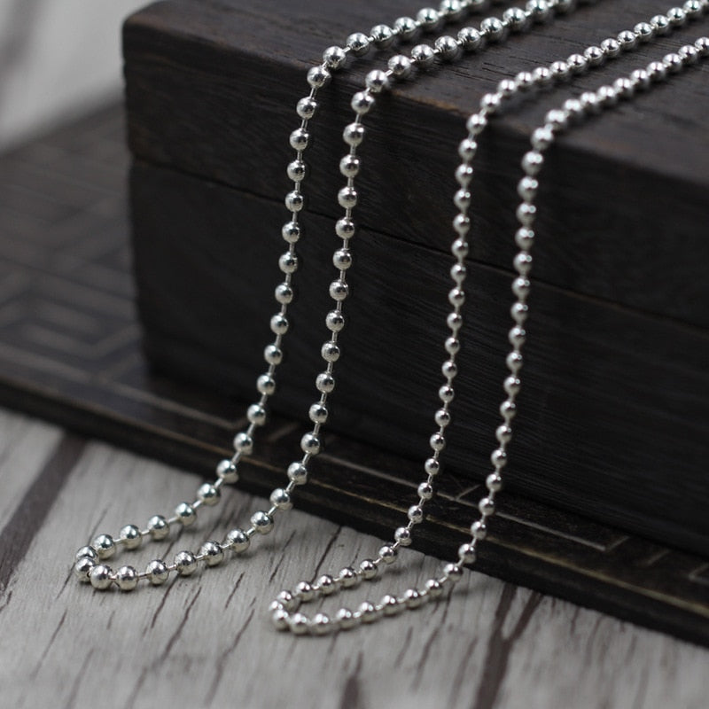 Collana con catena a sfere di perline da 3 mm Collana in argento sterling 100% 925 per donna Uomo Raccordi fai da te Catena di perline di alta qualità 