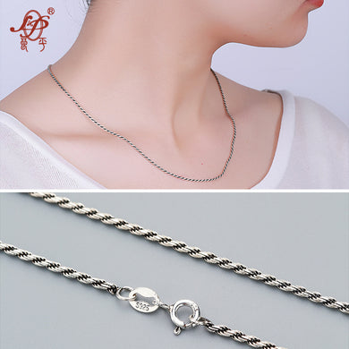 Collana da 45 cm con catena in argento sterling 925 con chiusura a moschettone, catena regolabile con corda tailandese, collana di moda 