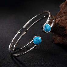 Load image into Gallery viewer, Real 925 Sterling Silver Bangles Elegance Silver Natural Turquoise Bracelet Bangle For Women Ethnic Retro Fine Jewelry