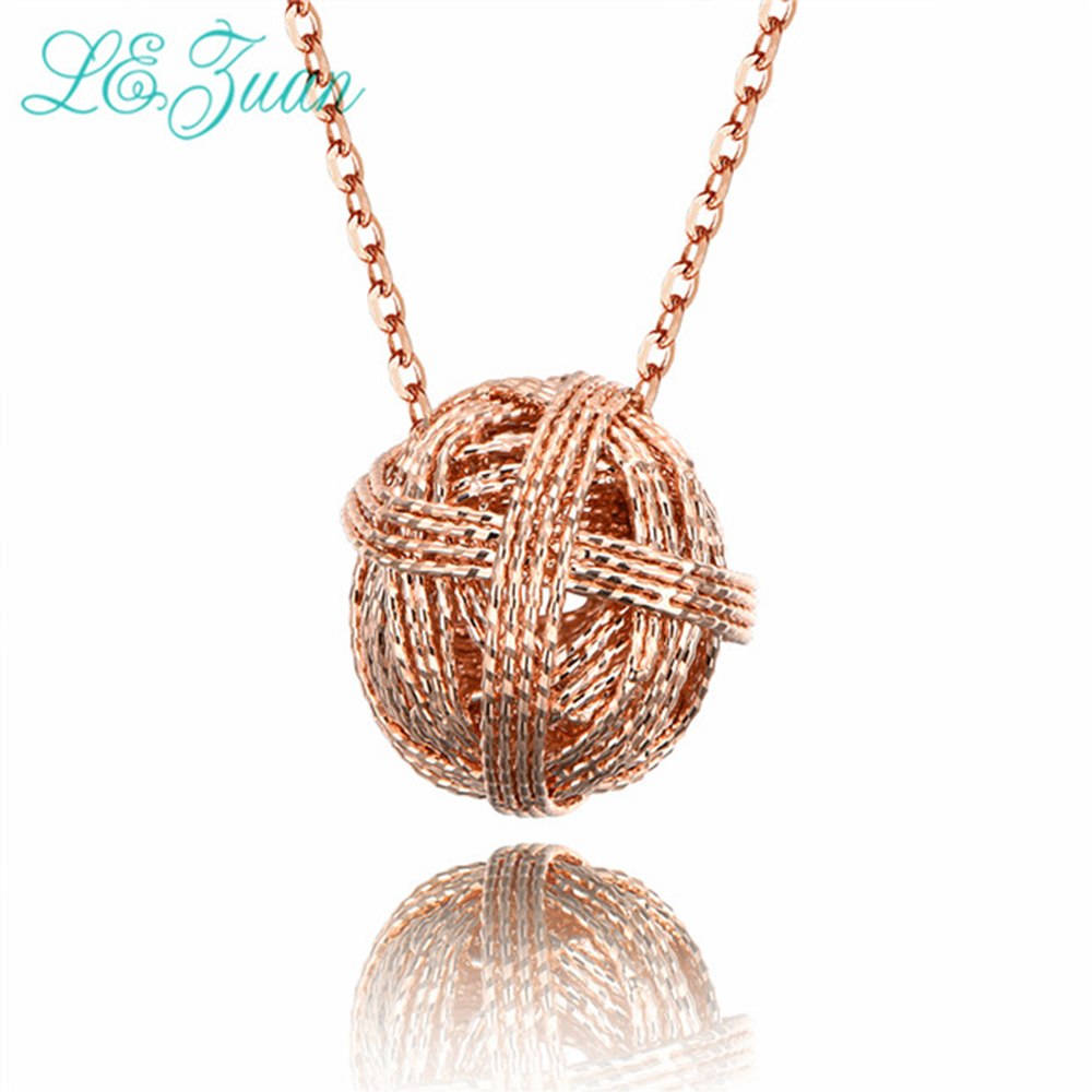 18k Rose Gold Pendant Necklaces for Women New Ball of Yarn Design Small Necklace Birthd Gift Female Fine Jewelry