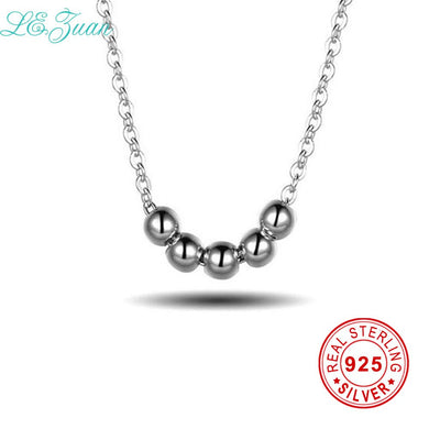 925 Sterling Silver Five Lucky Beads Clavicle Pendant Necklace For Women Jewelry Gift