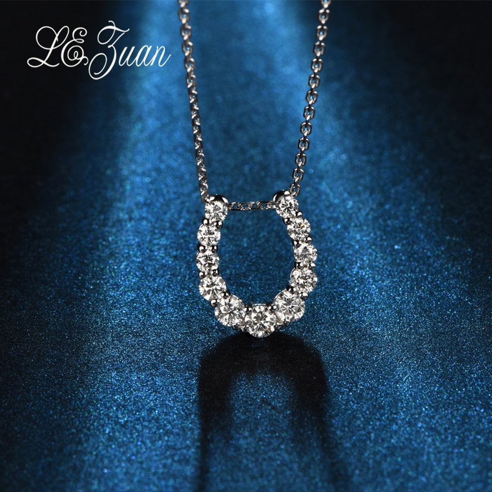New U Shape 0.51ct Diamond Pendants for Women 18k Platinum Necklaces Valentine Gift Wedding Bridal Fine Jewelry