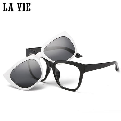 LA VIE Magnet clip on Removable Polarized Sunglasses for Men Eye Glasses Frame Cat Eye for Women Gafas de sol LV1528