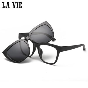 LA VIE Magnet clip on Removable Polarized Sunglasses for Men Eye Glasses Frame Cat Eye for Women Gafas de sol LV1528