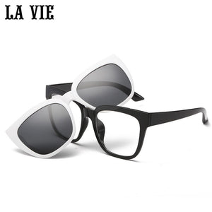 LA VIE Magnet clip on Removable Polarized Sunglasses for Men Eye Glasses Frame Cat Eye for Women Gafas de sol LV1528