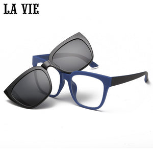 LA VIE Magnet clip on Removable Polarized Sunglasses for Men Eye Glasses Frame Cat Eye for Women Gafas de sol LV1528