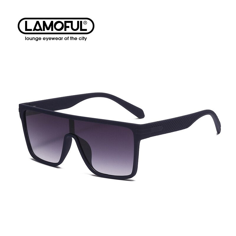 LAMOFUL Brand Oversized One Lens Men Trendy Rectangle Sunglasses