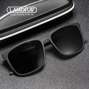 LAMOFUR 2023 Polarized Square Sunglasses For Men Fishing Riding Sunglasses Men's Street Selfie Trend Glasses 1909