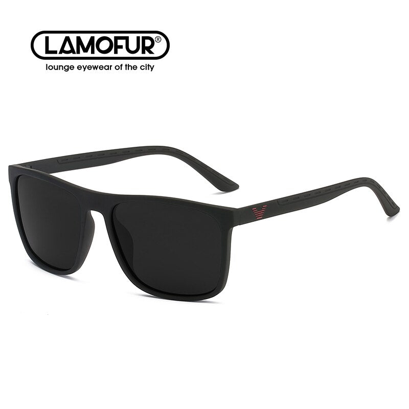 LAMOFUR 2023 Polarized Square Sunglasses For Men Fishing Riding Sunglasses Men's Street Selfie Trend Glasses 1909