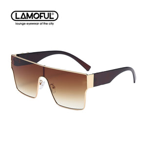 LAMOFUR  Gradient Square Sunglasses Men Women Flat Top One-Lens Sun Glasses Women Brand Designer 2023 UV400 10086
