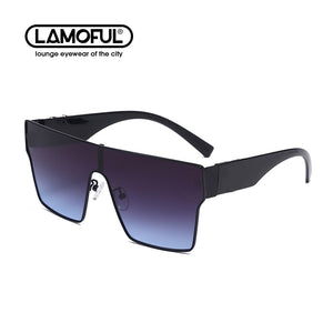 LAMOFUR  Gradient Square Sunglasses Men Women Flat Top One-Lens Sun Glasses Women Brand Designer 2023 UV400 10086