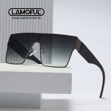 Load image into Gallery viewer, LAMOFUR  Gradient Square Sunglasses Men Women Flat Top One-Lens Sun Glasses Women Brand Designer 2023 UV400 10086