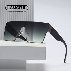LAMOFUR  Gradient Square Sunglasses Men Women Flat Top One-Lens Sun Glasses Women Brand Designer 2023 UV400 10086