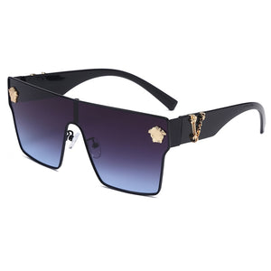 LAMOFUR  Gradient Square Sunglasses Men Women Flat Top One-Lens Sun Glasses Women Brand Designer 2023 UV400 10086