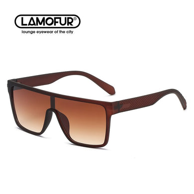 LAMOFUR Oversized Sunglasses Men Vintage Brand Driving Sun Glasses Women Flat Top Big Frame Retro Siamese Eyewear UV400 32090
