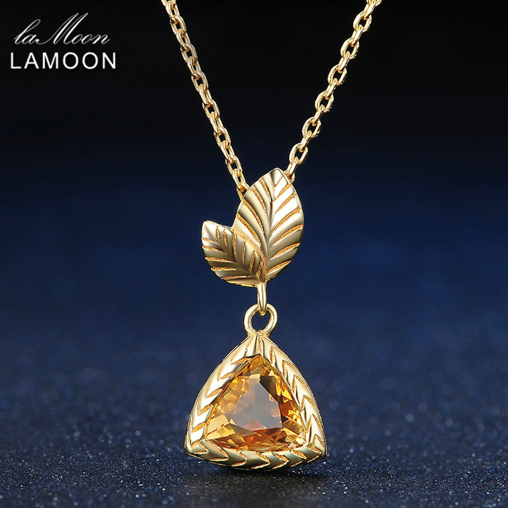 7mm 1.3ct 100% Natural Citrine 925 Sterling Silver Jewelry Chain Pendant Necklace S925 LMNI012