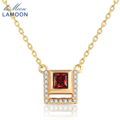 925 Sterling Silver Square Pendant Necklace For Women 0.25ct 100% Natural Red Garnet Gemstone Fine Jewelry Bijoux NI020