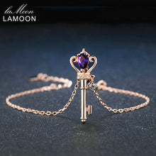 Carica l'immagine nel visualizzatore di Gallery, Bracelet For Women Crystal Crown Key Pendant Natural Teardrop Ruby 925 Sterling Silver Fine jewelry 14K Gold Plated HI034