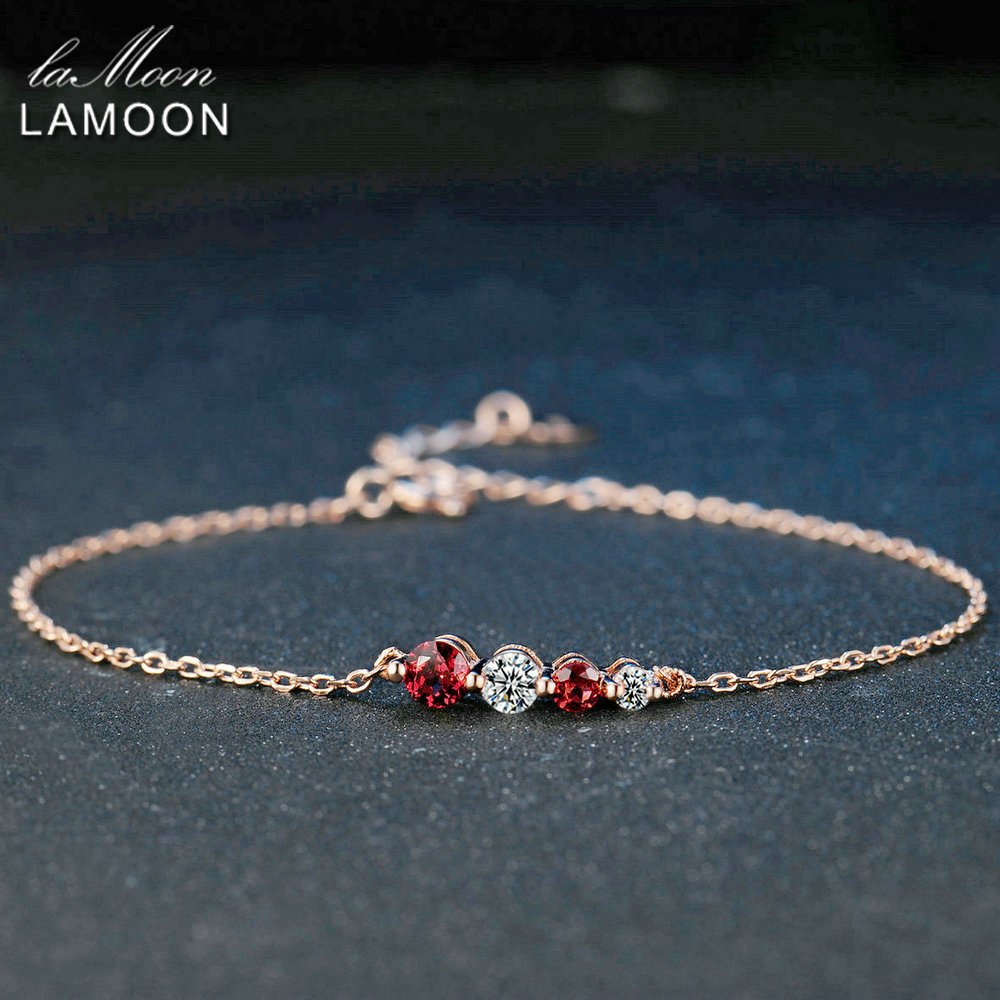 Charm Bracelet Perfect set 3mm-4mm 100% Natural Red Garnet 925 Sterling Silver Fine Jewelry Bracelets S925 Women Chain
