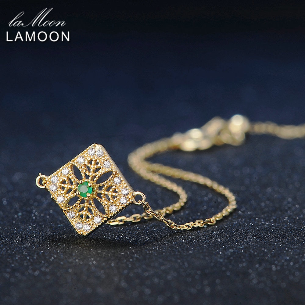 Charms Bracelets 925 Sterling Silver Fine Jewelry Skull Flowers 2mm 0.06ct Natural Emerald Women Yellow Chain ChALkeR New