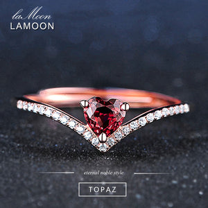 Fine Jewelry Womens Body Rings Love Heart Red Garnet Ring 925 Sterling Silver Natural Gemstone Ring For Girls Wedding