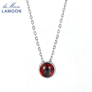 Necklace 925 Sterling Silver Round Red Garnet Stone S925 Pendant Fine Jewelry Women Wedding 2018 New 0.6*0.6cm Necklaces