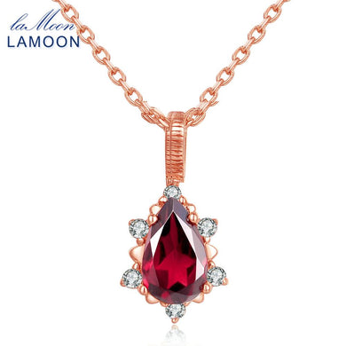 Necklace For Women Natural Red Crystal Garnet Pyrope 925 Sterling Silver Chain Pendant Necklace S925 Fine Jewelry LMNI024