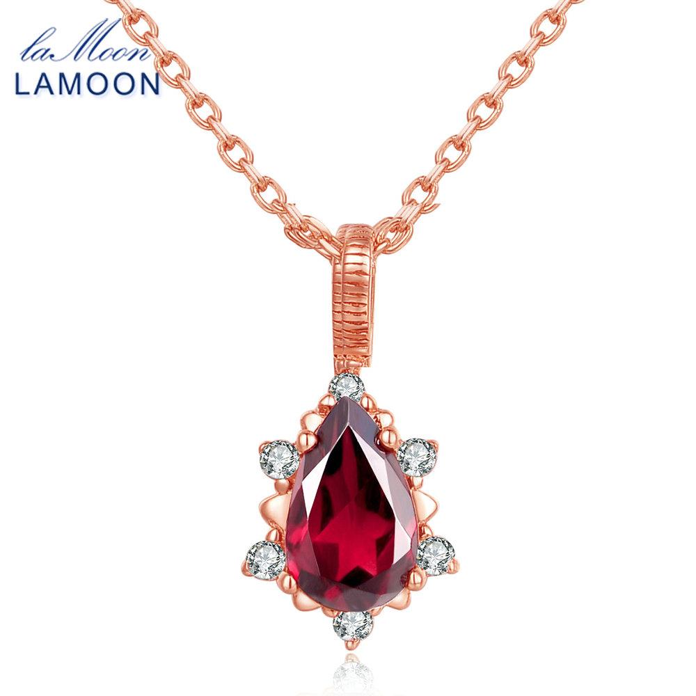 Necklace For Women Natural Red Crystal Garnet Pyrope 925 Sterling Silver Chain Pendant Necklace S925 Fine Jewelry LMNI024