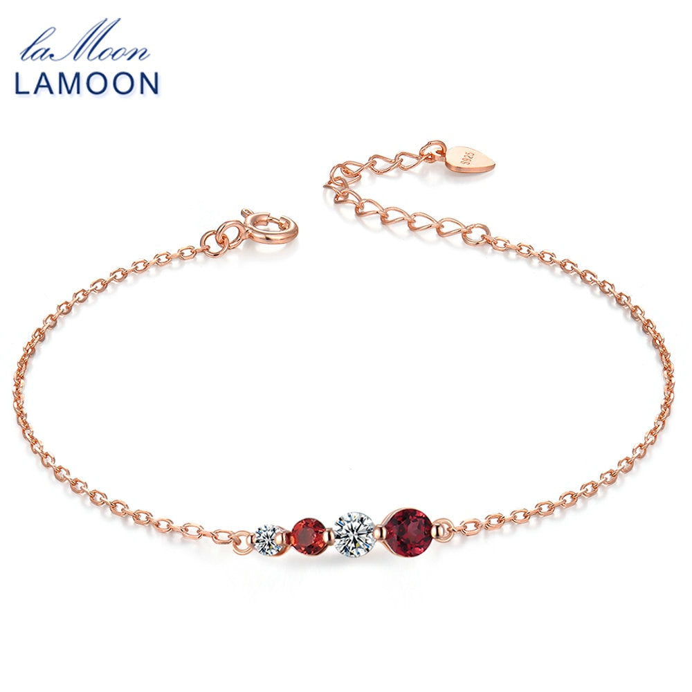 Perfect set 3mm-4mm 100% Natural Garnet 925 Sterling Silver Jewelry S925 Charm Bracelet LMHI038