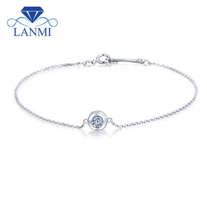 Solid 18Kt White Gold Diamond Wedding Bracelet for Women Anniversary SI clari Stone Fine Jewelry