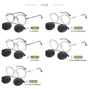 LANSSY Magnetic Polarized Clip On Sunglasses Women Men Round Glasses Frame Optical Myopia Eyeglasses Prescription Eyewear
