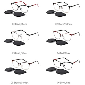 LANSSY Men Metal Clip On Glasses Magnet Sunglasses Women Polarized Optical Prescription Spectacle Frame 2 In 1 Magnet DP33108