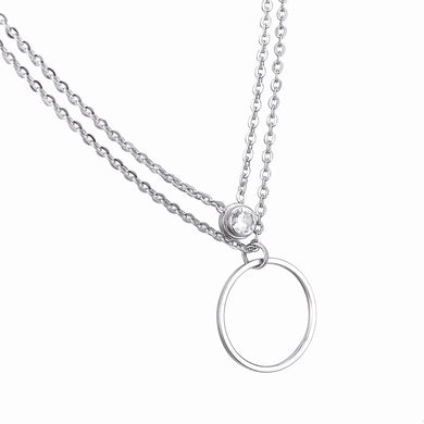 1PC Double Layers Pendant Necklace Stainless Steel Charm Necklaces With Link Chains Fashion Necklaces Jewelry For Women