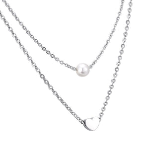 1PC Double Layers Pendant Necklace Stainless Steel Charm Necklaces With Link Chains Fashion Necklaces Jewelry For Women