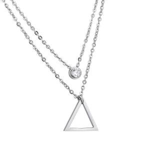 1PC Double Layers Pendant Necklace Stainless Steel Charm Necklaces With Link Chains Fashion Necklaces Jewelry For Women